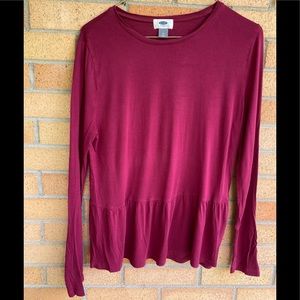 Old Navy | Burgundy Peplum Long Sleeve | Size M